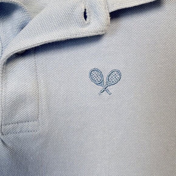 H&M Polo Shirt Boys 9-10Y Blue Tennis Racket Embroidery 100% Cotton Short Sleeve - Picture 3 of 8